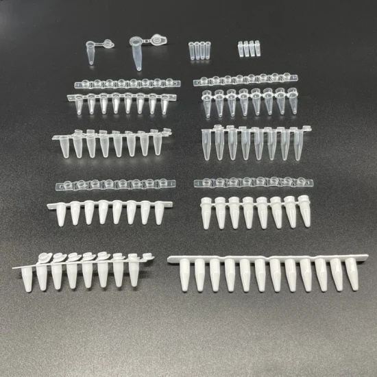 Tubo PCR de 8 tiras de alta qualidade 0,2ml com tampa de aba