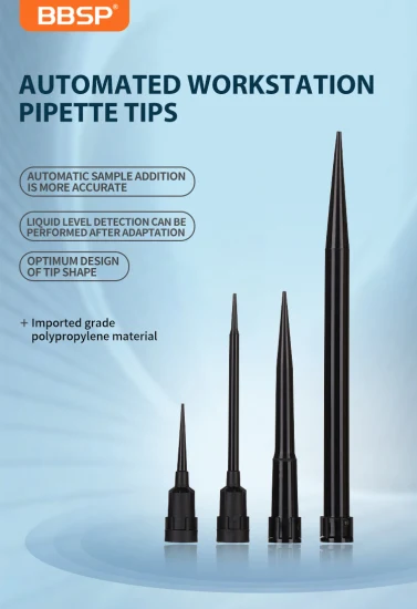 Pontas de pipeta de filtro condutor preto 50UL Pontas de pipeta condutoras de automação esterilizadas 50UL